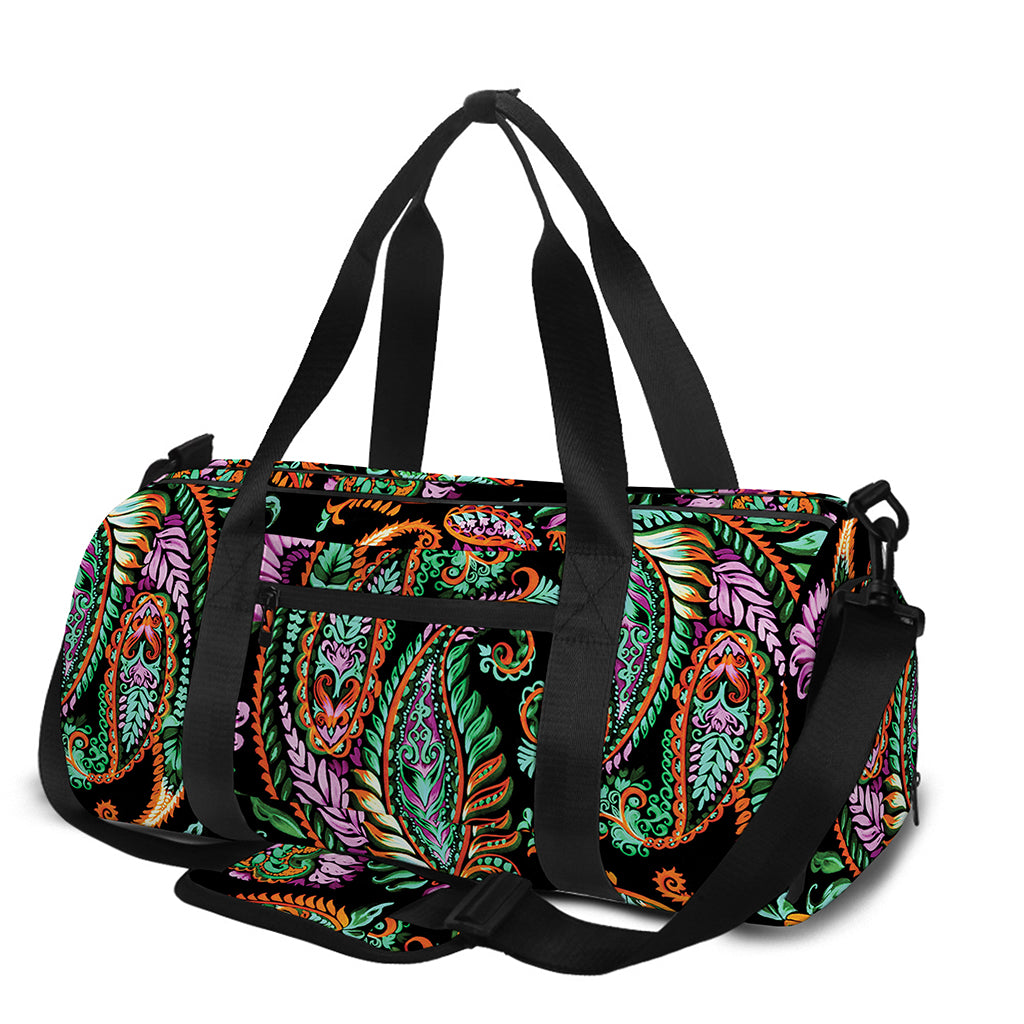 Green Orange And Pink Paisley Print Gym Bag