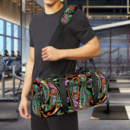 Green Orange And Pink Paisley Print Gym Bag