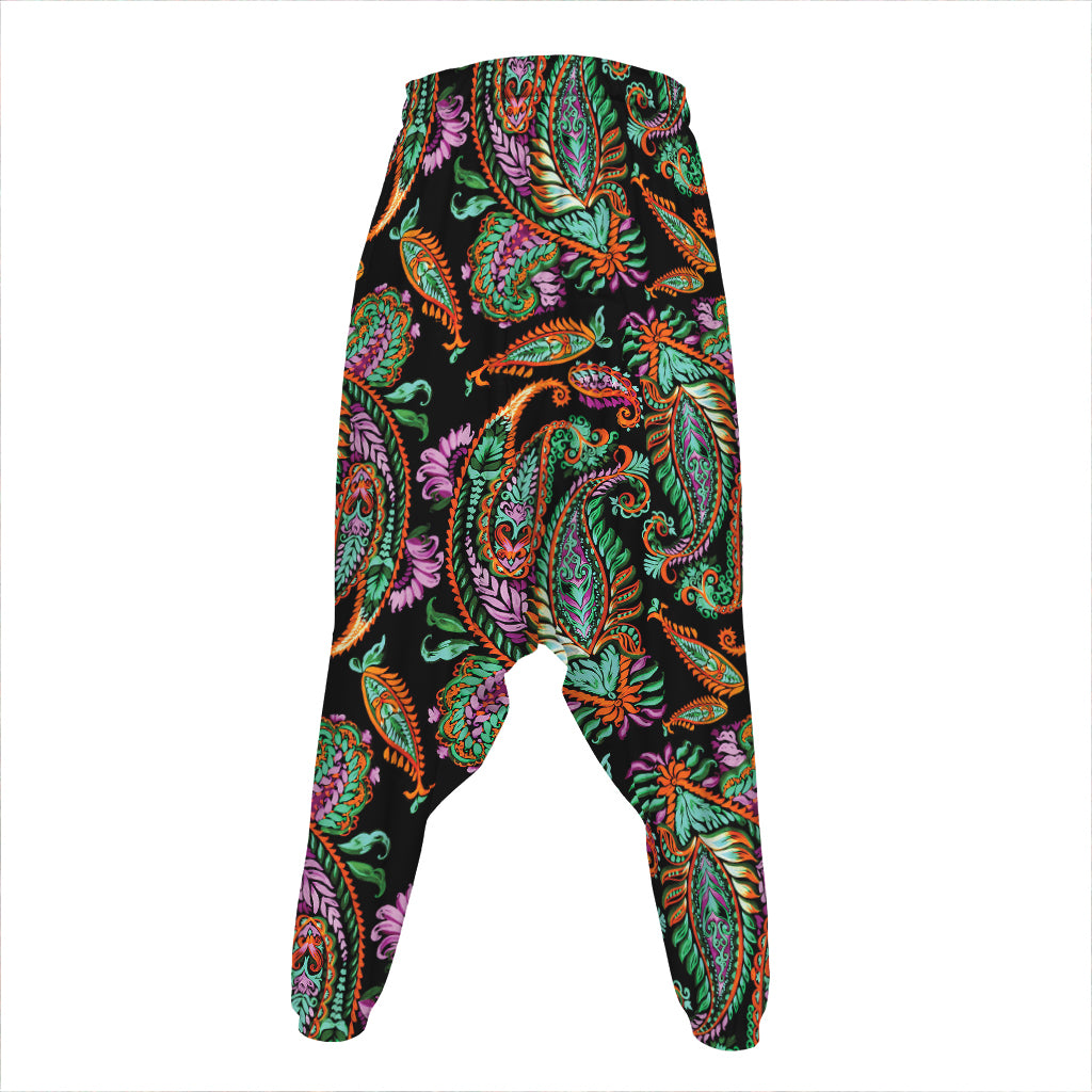 Green Orange And Pink Paisley Print Hammer Pants
