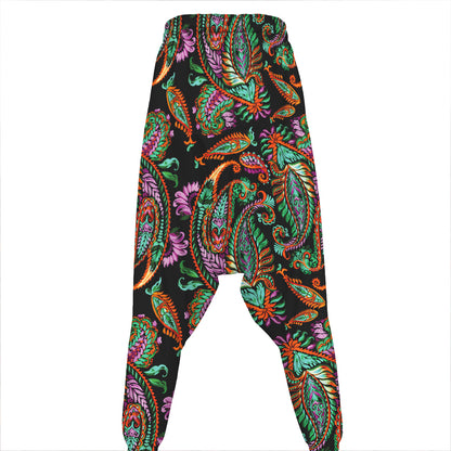 Green Orange And Pink Paisley Print Hammer Pants