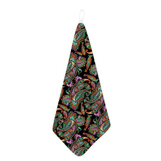 Green Orange And Pink Paisley Print Hand Towel