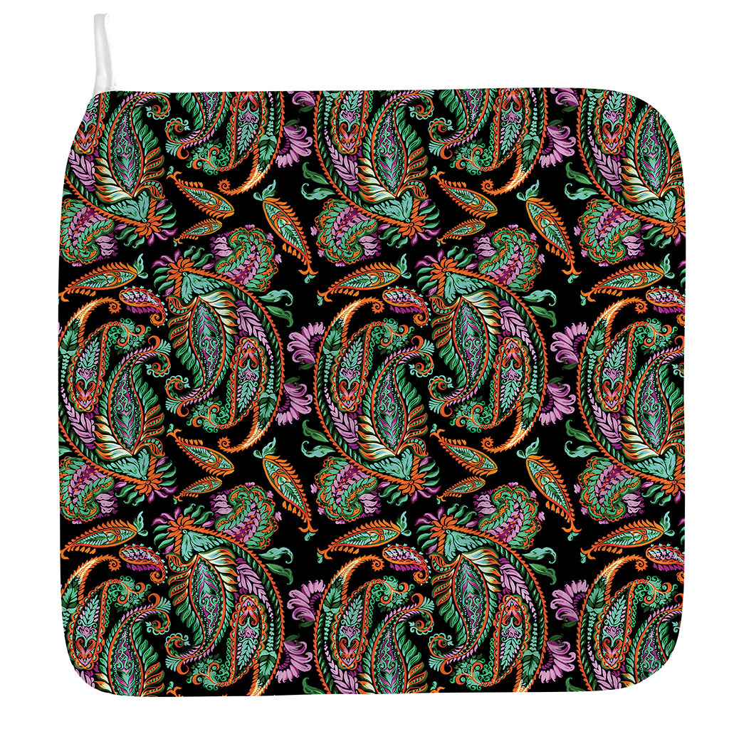 Green Orange And Pink Paisley Print Hand Towel