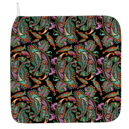 Green Orange And Pink Paisley Print Hand Towel