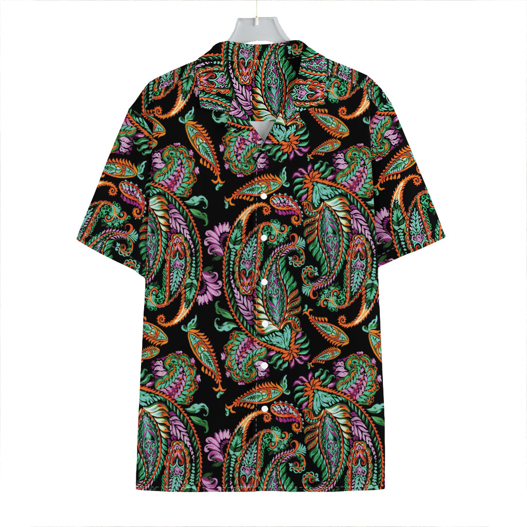 Green Orange And Pink Paisley Print Hawaiian Shirt