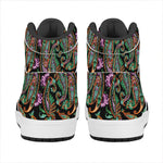 Green Orange And Pink Paisley Print High Top Leather Sneakers