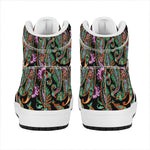 Green Orange And Pink Paisley Print High Top Leather Sneakers