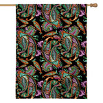Green Orange And Pink Paisley Print House Flag