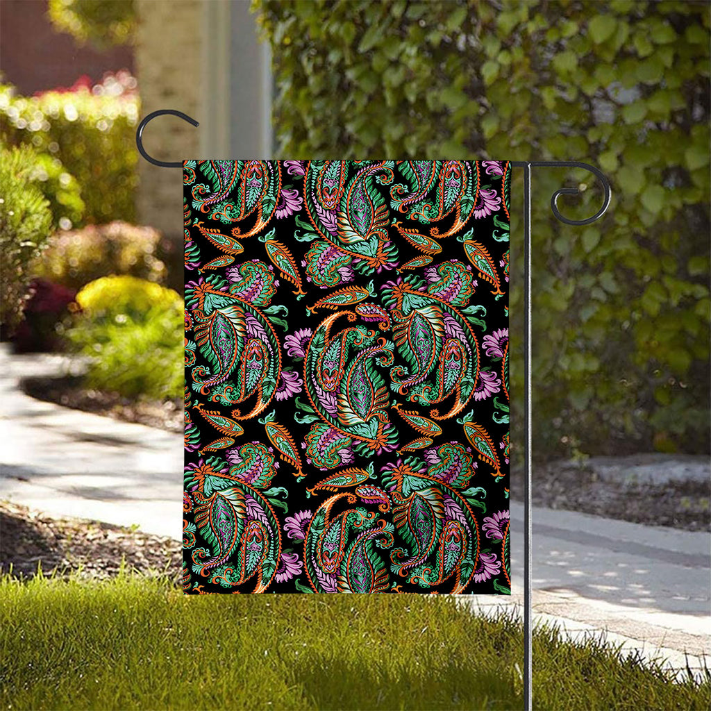 Green Orange And Pink Paisley Print House Flag