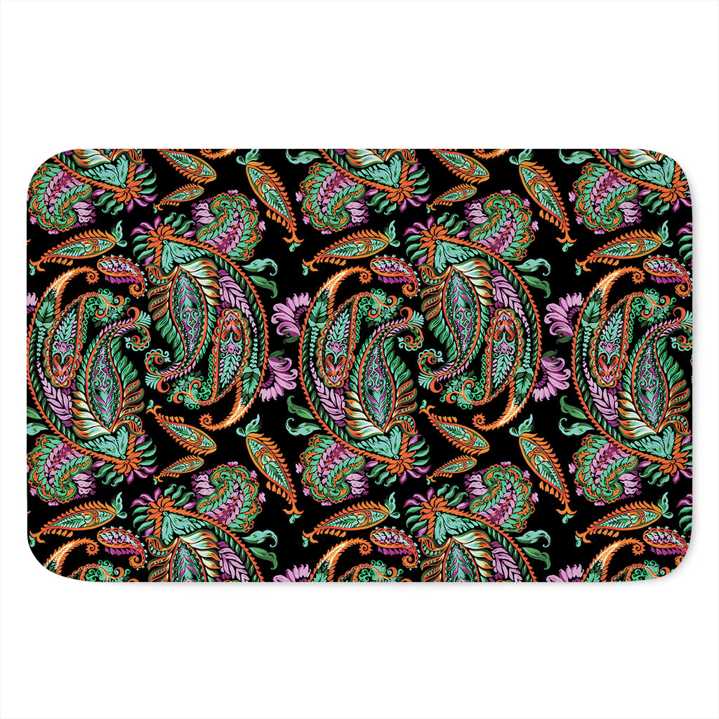 Green Orange And Pink Paisley Print Indoor Door Mat