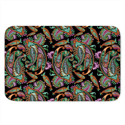 Green Orange And Pink Paisley Print Indoor Door Mat
