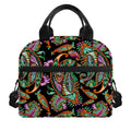 Green Orange And Pink Paisley Print Insulated Lunch Bag