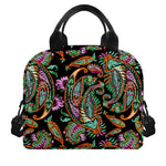 Green Orange And Pink Paisley Print Insulated Lunch Bag