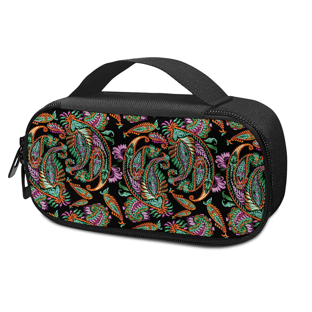 Green Orange And Pink Paisley Print Insulin Cooler Travel Case