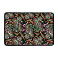 Green Orange And Pink Paisley Print Kitchen Mat