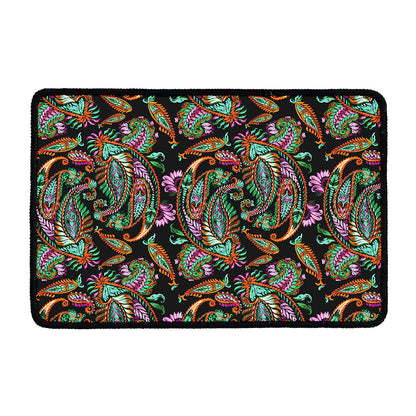 Green Orange And Pink Paisley Print Kitchen Mat