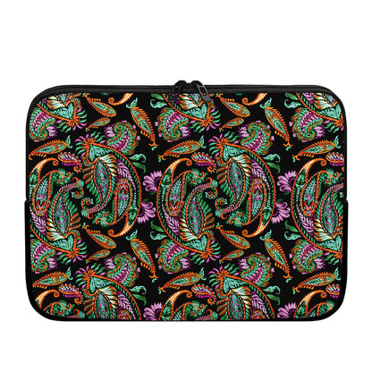 Green Orange And Pink Paisley Print Laptop Sleeve