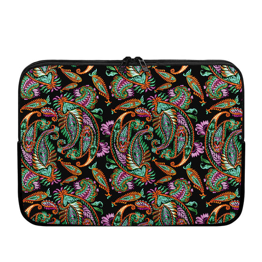 Green Orange And Pink Paisley Print Laptop Sleeve