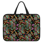 Green Orange And Pink Paisley Print Laptop Sleeve With Handle