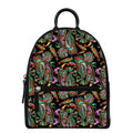 Green Orange And Pink Paisley Print Leather Backpack