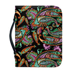 Green Orange And Pink Paisley Print Leather Bible Cover