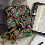 Green Orange And Pink Paisley Print Leather Bible Cover
