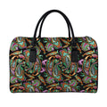 Green Orange And Pink Paisley Print Leather Duffel Bag