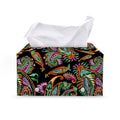 Green Orange And Pink Paisley Print Leather Tissue Box Cover
