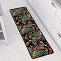 Green Orange And Pink Paisley Print Long Kitchen Mat