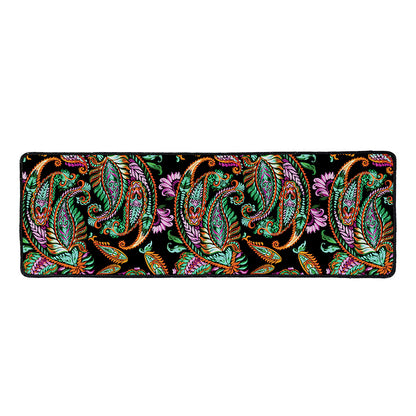 Green Orange And Pink Paisley Print Long Kitchen Mat