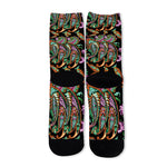 Green Orange And Pink Paisley Print Long Socks
