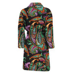 Green Orange And Pink Paisley Print Men's Bathrobe