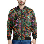 Green Orange And Pink Paisley Print Men's Bomber Jacket