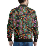 Green Orange And Pink Paisley Print Men's Bomber Jacket