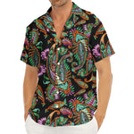 Green Orange And Pink Paisley Print Men's Deep V-Neck Shirt