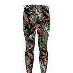 Green Orange And Pink Paisley Print Men's leggings