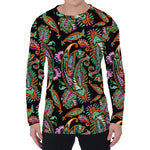 Green Orange And Pink Paisley Print Men's Long Sleeve T-Shirt