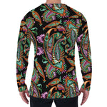 Green Orange And Pink Paisley Print Men's Long Sleeve T-Shirt
