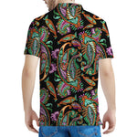 Green Orange And Pink Paisley Print Men's Polo Shirt
