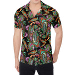 Green Orange And Pink Paisley Print Men's Shirt