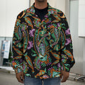 Green Orange And Pink Paisley Print Men's Shirt Jacket
