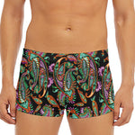 Green Orange And Pink Paisley Print Men's Short Boxer Briefs