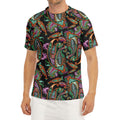 Green Orange And Pink Paisley Print Men's Short Sleeve Rash Guard