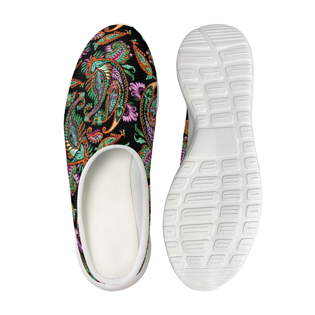 Green Orange And Pink Paisley Print Mesh Casual Shoes