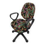 Green Orange And Pink Paisley Print Office Chair Cover