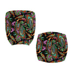 Green Orange And Pink Paisley Print Office Chair Cover