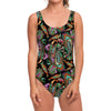 Green Orange And Pink Paisley Print One Piece Swimsuit