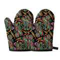 Green Orange And Pink Paisley Print Oven Mitts