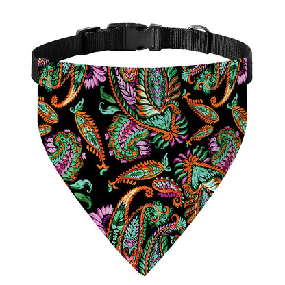 Green Orange And Pink Paisley Print Over The Collar Dog Bandana