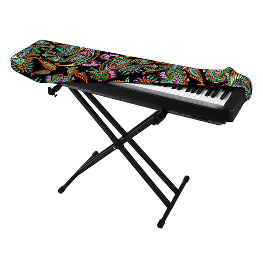 Green Orange And Pink Paisley Print Piano Keyboard Cover