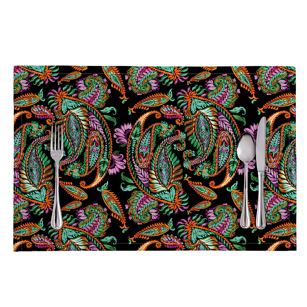 Green Orange And Pink Paisley Print Placemat